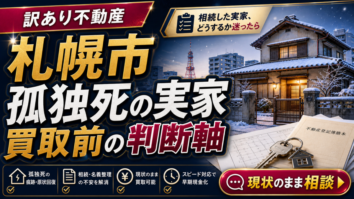 札幌市で孤独死があった実家の買取前に判断軸を整理するアイキャッチ画像