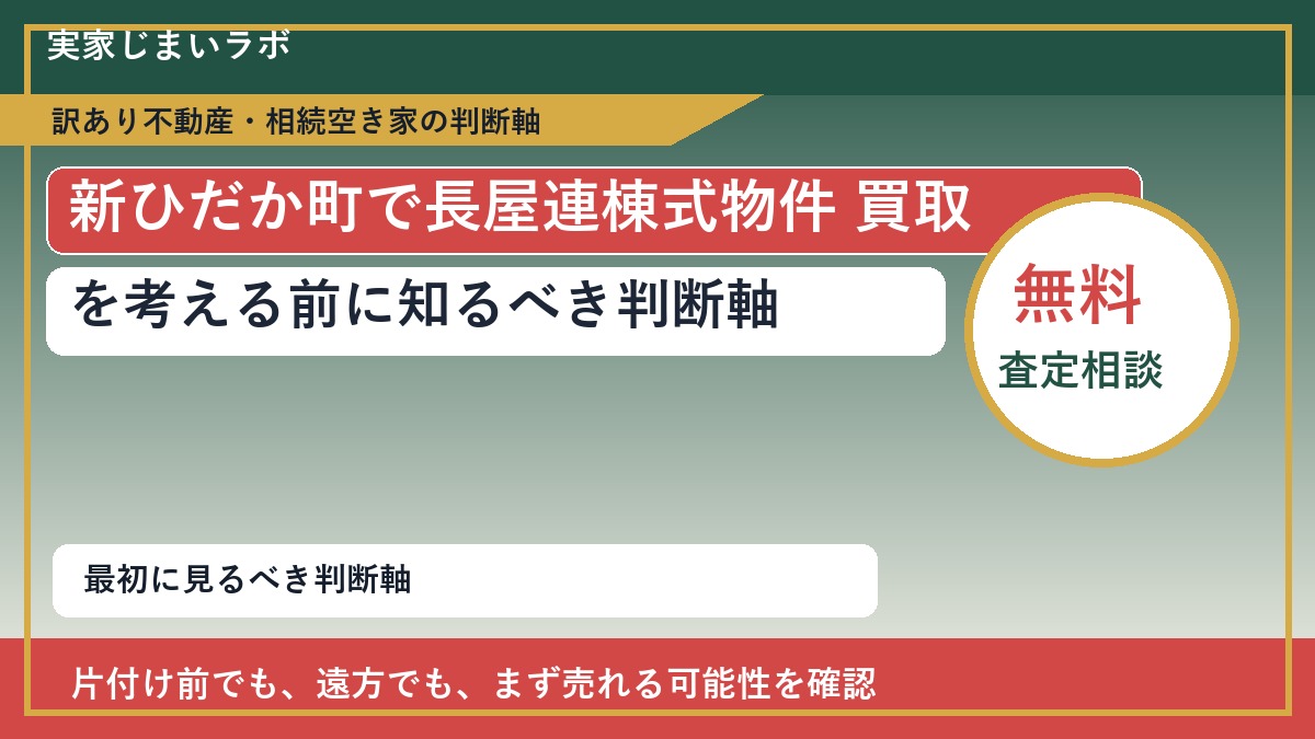 新ひだか町で長屋連棟式物件 買取を考える前に知るべき判断軸