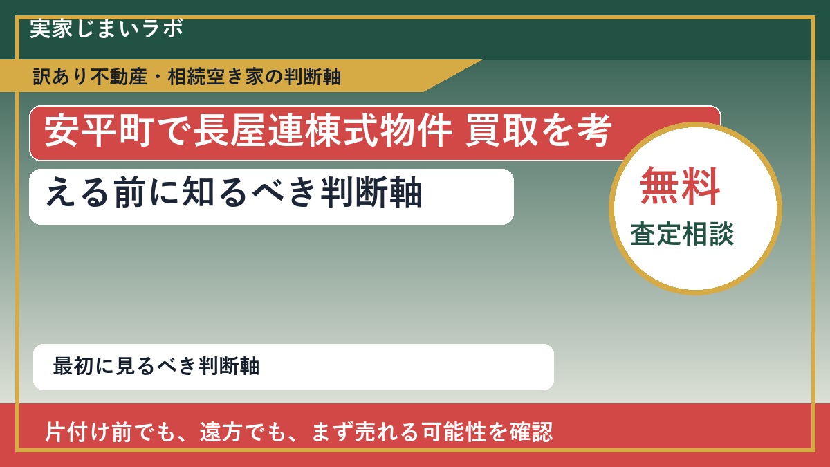 安平町で長屋連棟式物件 買取を考える前に知るべき判断軸