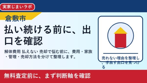 倉敷市で解体費用 払えない 売却を考える方へ｜後悔しない判断軸と相談先