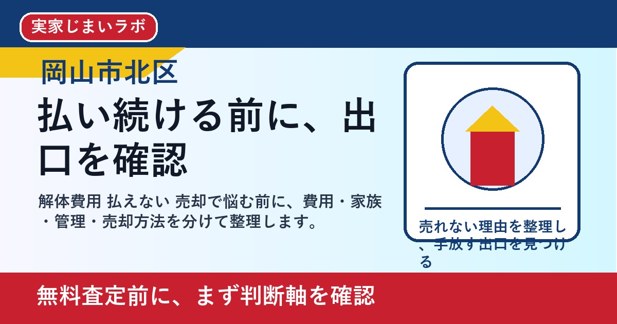岡山市北区で解体費用 払えない 売却を考える方へ｜後悔しない判断軸と相談先 featured