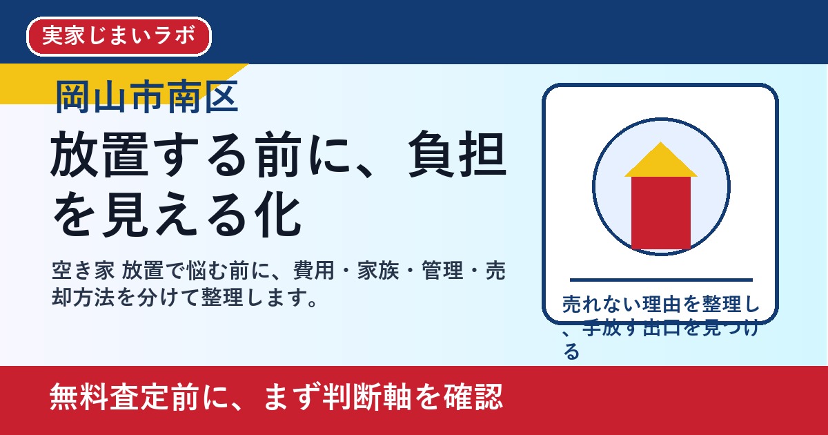 岡山市南区で空き家 放置を考える方へ｜後悔しない判断軸と相談先 featured