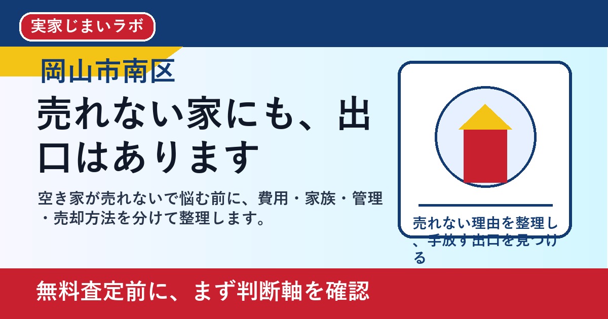 岡山市南区で空き家が売れないを考える方へ｜後悔しない判断軸と相談先 featured