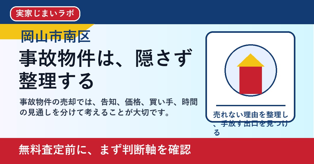 岡山市南区で事故物件を売却したい方へ｜告知義務と手放し方を整理 featured