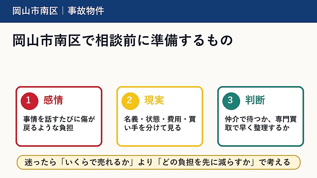 岡山市南区で相談前に準備するもの