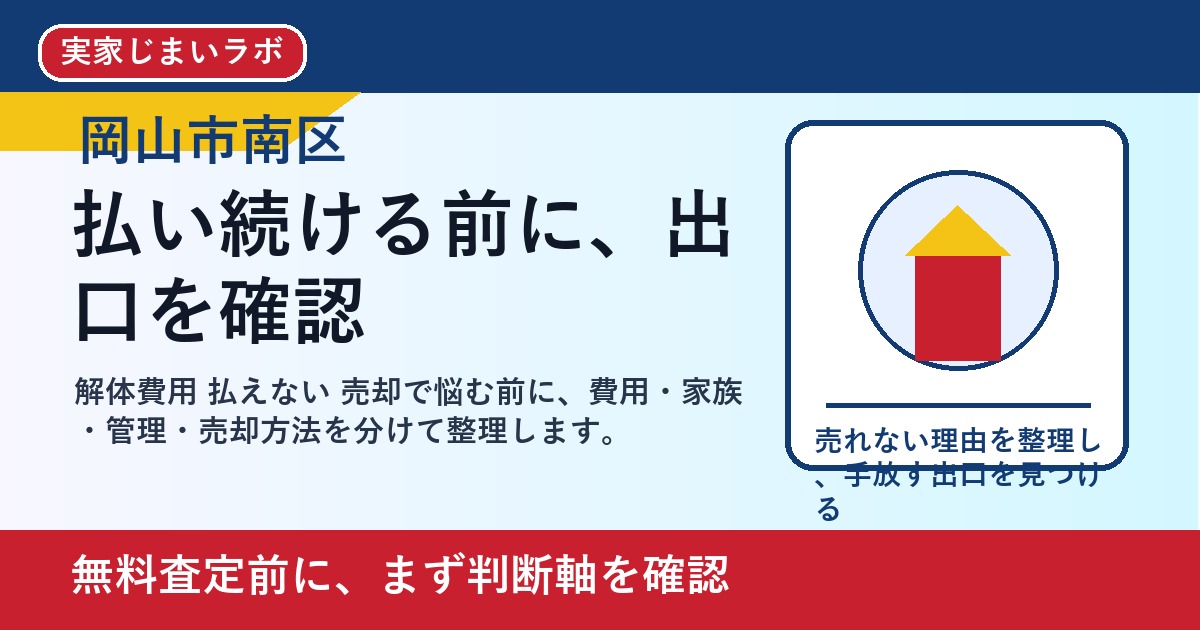 岡山市南区で解体費用 払えない 売却を考える方へ｜後悔しない判断軸と相談先 featured