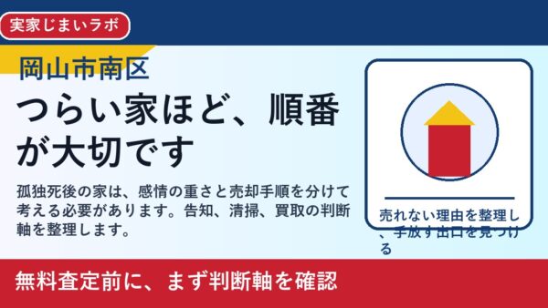 岡山市南区で孤独死があった家を売却するには｜告知と買取の判断軸