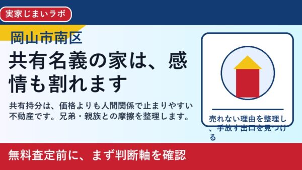 岡山市南区で共有持分を売却したい方へ｜兄弟で揉める前の判断軸