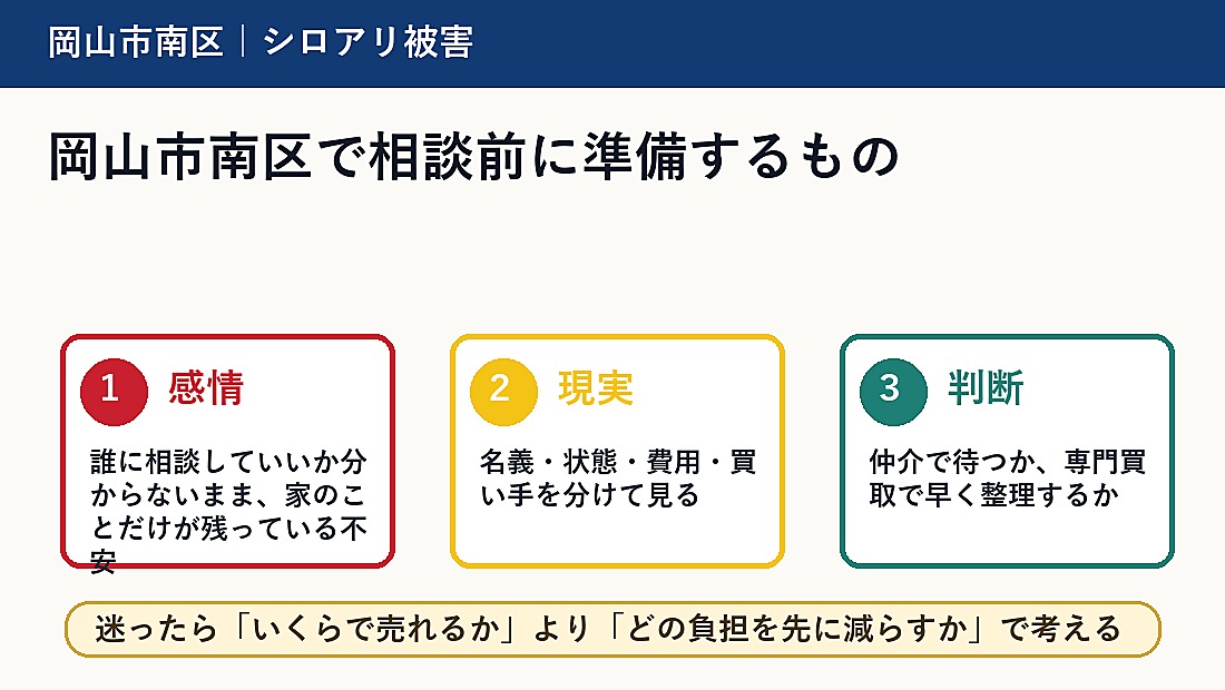 岡山市南区で相談前に準備するもの