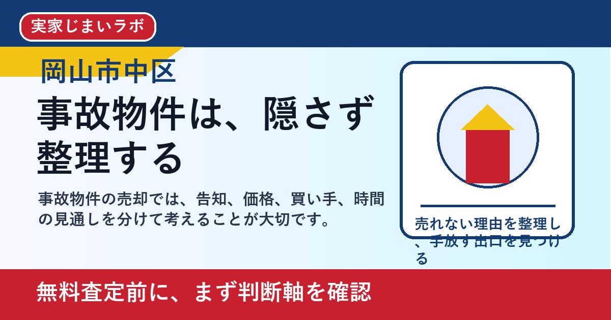 岡山市中区で事故物件を売却したい方へ｜告知義務と手放し方を整理 featured