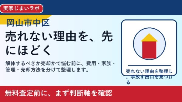 岡山市中区で解体するべきか売却かを考える方へ｜後悔しない判断軸と相談先