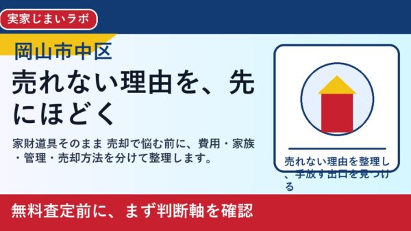 岡山市中区で家財道具そのまま 売却を考える方へ｜後悔しない判断軸と相談先
