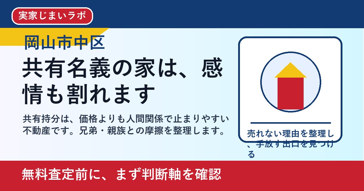 岡山市中区で共有持分を売却したい方へ｜兄弟で揉める前の判断軸 featured